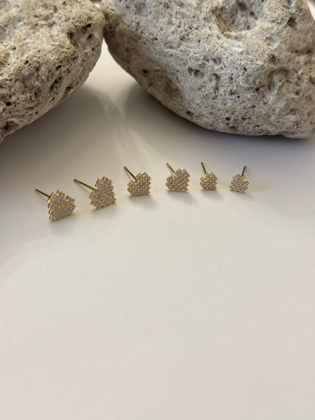 Set Orecchini Cuori Strass